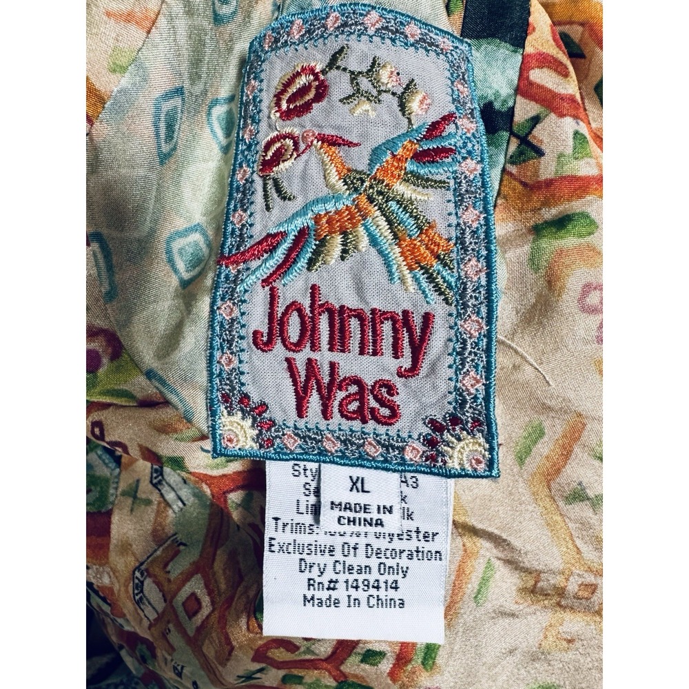 Johnny Was Reversible Silk Kimono Jacket XL Black Colorful Embroidered Floral - Picture 8 of 16